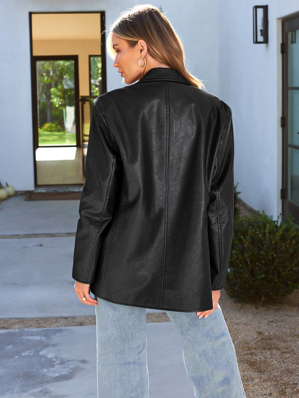 AUTOMET Women's Leather Jackets Black Tailored Blazer - Picture 3 of 13